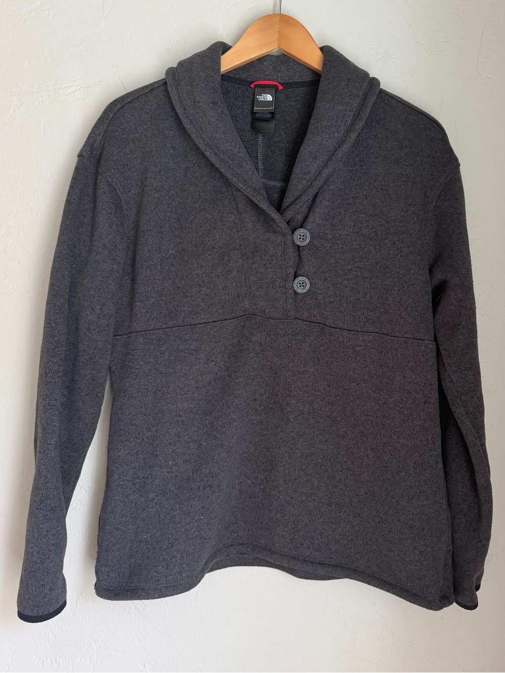 The North Face Women's Charcoal Shawl-Collar Fleece Pullover Sweater Size XL